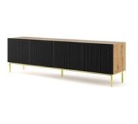 Meuble tv ravenna b 200 cm 4d chêne artisan / noir mat + cadre Noir