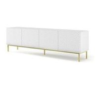 Meuble tv ravenna c 200 cm 4d blanc mat / blanc brillant diamond + cadre Blanc Mat / Blanc Brillant