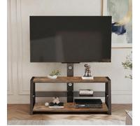 Meuble TV réglable en hauteur - support TV pivotant - MDF et métal - marron/noir - 116 x 42 x 125 cm
