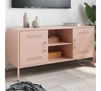 vidaXL Meuble TV Rose 100,5x39x50,5 cm Acier, Support TV, Buffet TV, Meuble multimédia, Banc TV, Armoire HiFi, Centre de Divertissement, Console TV