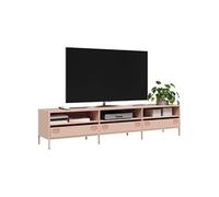 Meuble TV rose 202x39x43,5 cm acier laminé à froid, support TV, buffet TV, armoire hifi, banc TV, armoire en métal, 851347