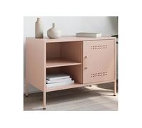 vidaXL Meuble TV rose 68x39x50,5 cm acier, support TV, buffet TV, meuble multimédia, banc TV, armoire hifi 842996 Rose G