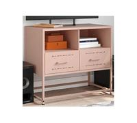 Meuble TV rose 68x39x60,5 cm acier, support TV, buffet TV, armoire hifi, banc TV, armoire en métal, meuble 846549