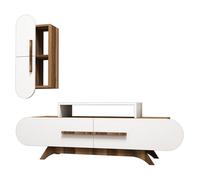 Meuble TV Rose S - Noyer, Blanc 145 x 49,8 x 36,8