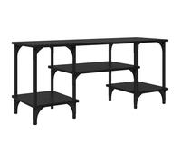 Meuble TV rustique - vidaXL - Chêne Noir - 102x35x45,5 cm - Bois d'ingénierie et fer - 4 étagères - Pieds en fer