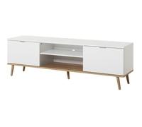 Meuble TV scandinave GÖTEBORG - Blanc - 2 Portes - L 160 x P 40 x H 50 cm