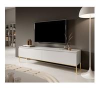 Meuble TV - SELSEY - Bemmi - Blanc - 175 cm - Style Scandinave Moderne - Pieds dorés