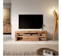 Meuble TV - Selsey - Bianko - 140 cm - Chêne Lancaster - LED - Style Moderne
