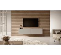 Meuble TV - SELSEY - BISIRA - 140 cm - taupe (gris-beige) - Mélamine mat