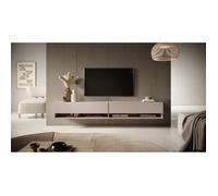Selsey Meuble TV Suspendu avec 2 Portes 2 Étagères Meuble Télé De Salon 200 cm Beige Gris Mirrgo