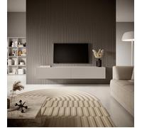 Selsey Meuble TV Armoire De Télévision 175 cm Suspendu Façade Fraisée Beige Gris Veldio