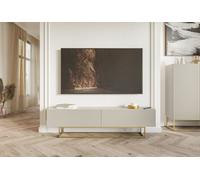 Meuble TV - SELSEY - VELDIO - 175 cm - Taupe (gris-beige) - Pieds dorés