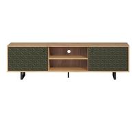 Meuble TV - SENTRA - 2 portes, 2 niches - Vert foncé - 184 x 40 x 52 cm - TRENDTEAM