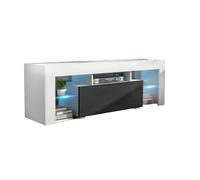 Meuble TV SPIDER A LED en Blanc MAT avec porte Noir Laqué 130 cm