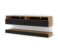 Bim Furniture Meuble TV DUO 160 cm suspendu Chêne Artisan / Noir Mat