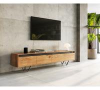 Meuble-TV Stonegrace 200 cm acacia nature 4 tiroirs