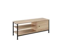 Meuble TV - TECTAKE - Meuble de salon DURBAN en bois et acier, 2 compartiments et porte magnétique, 110 x 40 x 45,5 cm - Bois clair