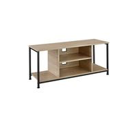 Meuble TV - TECTAKE - Meuble de salon AUSTIN en bois et acier, 4 compartiments et étagère réglable, 110 x 40 x 50,5 cm - Bois clair
