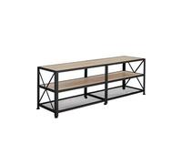 Meuble TV - TECTAKE - Meuble de salon CHICAGO en bois et acier style industriel avec 3 rangements 141 x 41,5 x 50,5 cm - Bois clair