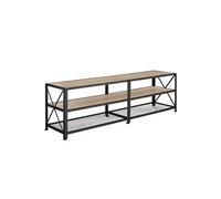Meuble TV - TECTAKE - Meuble de salon INDIANAPOLIS bois et acier, style industriel, 3 rangements, 161 x 41,5 x 50,5 cm - Bois clair