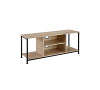 Meuble TV - TECTAKE - Meuble de salon DENVER en bois et acier, 4 compartiments et étagère réglable, 120 x 40 x 50,5 cm - Bois clair