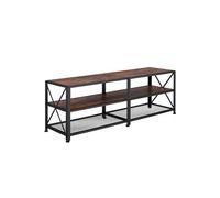 Meuble TV - TECTAKE - Meuble de salon CHICAGO en bois et acier style industriel avec 3 rangements 141 x 41,5 x 50,5 cm - Bois foncé