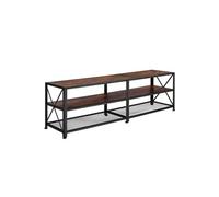 Meuble TV - TECTAKE - Meuble de salon INDIANAPOLIS bois et acier, style industriel, 3 rangements, 161 x 41,5 x 50,5 cm - Bois foncé