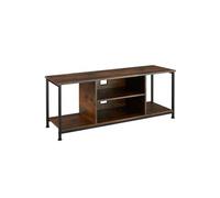 Meuble TV - TECTAKE - Meuble de salon DENVER en bois et acier, 4 compartiments et étagère réglable, 120 x 40 x 50,5 cm - Bois foncé