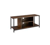 Meuble TV - TECTAKE - Meuble de salon AUSTIN en bois et acier, 4 compartiments et étagère réglable, 110 x 40 x 50,5 cm - Bois foncé
