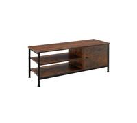 Meuble TV - TECTAKE - Meuble de salon DURBAN en bois et acier, 2 compartiments et porte magnétique, 110 x 40 x 45,5 cm - Bois foncé