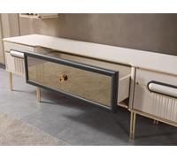 Meuble TV, style moderne, couleur blanche, neuf, pratique, salon, confortable