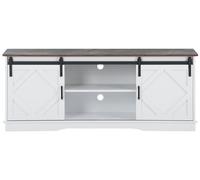 Meuble TV, style rustique, étagères réglables, BLANC