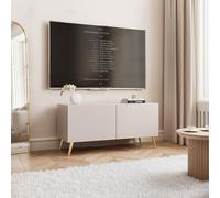 Meuble TV sur pieds LED 2 compartiments 100 cm Cachemire | 100 x 40 x 36 cm, Panneau mélaminé, Rangement pratique, Vérins à gaz, Coin multimédia, Éclairage LED