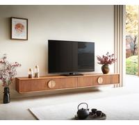 Meuble-TV Surimu 240 cm acacia marron clair 4 portes liège poignée flottante