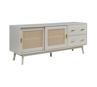 Meuble TV Susa avec façade en polyrotin 160 x 40 x 65 cm beige