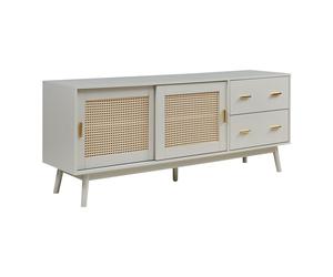 Meuble TV Susa avec façade en polyrotin 160 x 40 x 65 cm beige