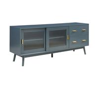 Meuble TV Susa avec façade en verre strié 160 x 40 x 65 cm gris