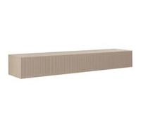 Meuble TV suspendu 180cm 1 porte abattante relief laqué beige - JANEIRO BEIGE -