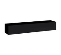 Meuble TV suspendu 180cm coloris noir collection SWITCH. Finitions brillantes.
