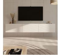 Meuble TV suspendu 3 portes 180x35x29,6 cm blanc - DALLYN