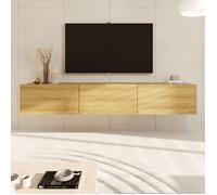 Meuble TV suspendu 3 portes 180x35x29,6 cm chêne - DALLYN