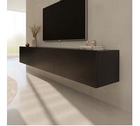 Meuble TV suspendu 3 portes 180x35x29,6 cm noir - DALLYN
