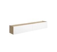 Meuble TV suspendu avec 2 portes abattantes, coloris chêne sonoma/blanc