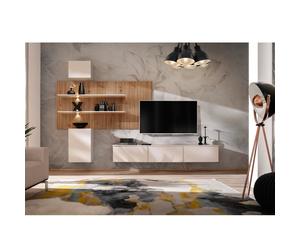 Meuble TV suspendu avec panneau mural en bois TRIPOLI
