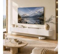Meuble TV Suspendu avec Tiroirs, Meuble TV Flottant en Bois Massif, Banc TV | Grand Rangement Ouverture Rabattable, Entretien Facile Et Câbles Cachés - Salon Espace Détente(White,L47.24IN/1.2M)