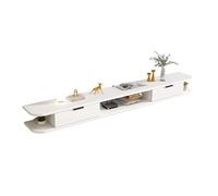 Meuble TV Suspendu en Bois, Console Multimédia Moderne avec Étagère Et Tiroirs De Rangement, Hauteur D'installation Réglable, Étagère sous TV Compacte pour Salon(C,120cm)