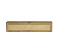 Meuble TV suspendu finition bois clair et cannage rotin 1 porte L135 cm MANILLE