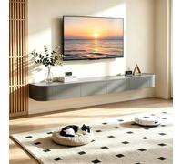 Meuble TV Suspendu Flottant Meuble TV Mural Moderne Blanc pour Rangement Amélioré-Gris-220cm