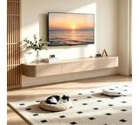 Meuble TV Suspendu Flottant Meuble TV Mural Moderne Blanc pour Rangement Amélioré-Kaki-280cm