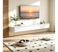 Meuble TV Suspendu Flottant Meuble TV Mural Moderne Blanc pour Rangement Amélioré-Marbre-280cm